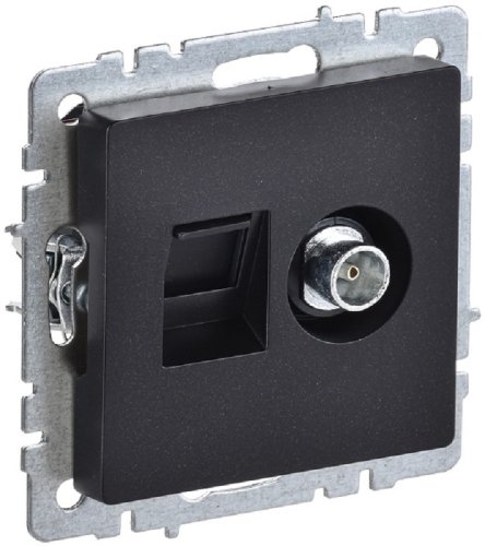 Розетка RJ45+TV Оконечная без рамки IEK Brite РТВ/РК12-БрЧ 2-м. черный картинка